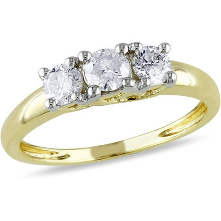 Miabella 1/2 Carat T.W. Three-Stone Diamond Engagement Ring in 14kt ...