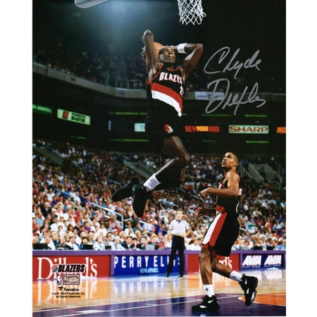 Clyde Drexler Portland Trail Blazers Autographed 8" x 10" Two Hand Dunking Photograph - Fanatics Authentic Certified
