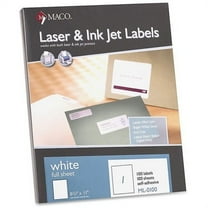 MACO White Laser/Inkjet Full-Sheet Identification Labels 8 1/2 x 11 White 100/Box ML0100