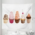thumbnail image 1 of Cupcake Tapestry, Different Flavored Cakes Kitchen Pastry Cafe Theme Buttercream Tasty Dessert Print, Fabric Wall Hanging Decor for Bedroom Living Room Dorm, 5 Sizes, Multicolor, by Ambesonne, 1 of 1
