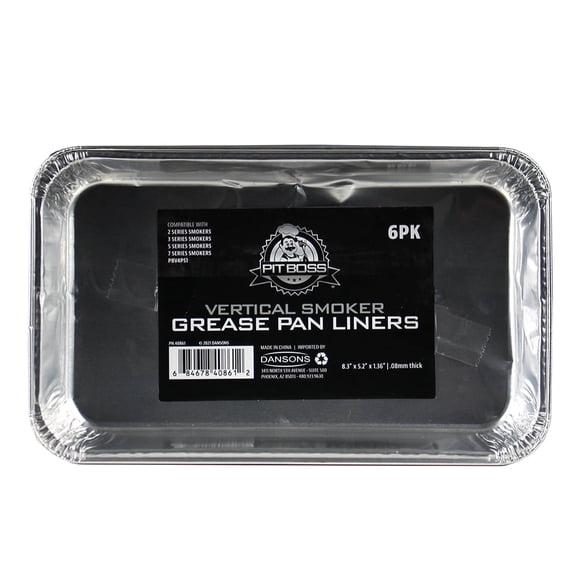 Pit Boss Foil Grease Pan Liners for 2, 3, 5, 7 Series Vertical Smokers - 6 pack