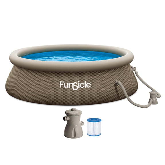 Funsicle Quickset 10’ x 30” Round Inflatable Top Ring Above Ground Swimming Pool Set