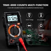 KAIWEETS Digital Multimeter 4000 Counts, Voltage Tester with Accurate Ohm Volt Amp Readings, DC/AC Voltmeter Clearly Measures Resistance Continuity Diode Capacitance NCV for Household and Automotive