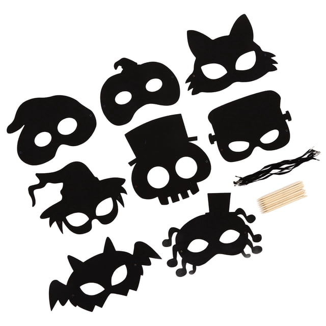 8 sets Halloween Scratch Mask Art Rainbow Rainbow Raugh Masks Animal Face Masks Juguetes Kit de Arte Halloween Crafts