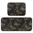 thumbnail image 2 of Dailycode 2 Pcs Kitchen Rug Set Non Slip Absorbent Soft Floor Mats for Kitchen Bathroom Butterflies Golden Outline 19.7"x27.6"+19.7"x47.2", 2 of 7
