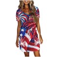 thumbnail image 1 of Mini Vestido de Verano Color Sólido Cuello en V Manga Corta Vestido de Becerro Medio, Vestido Corto de Verano, 1 of 5