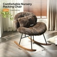 thumbnail image 3 of Ktaxon Rocking Accent Chair with Padded Seat, Cute Cozy Nest Style Nursery Chair, Long Pile Fabric Glider Rocker with Wooden Metal Frame Coffee, 3 of 9