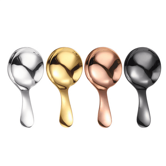 Small Scoops for Canisters,Total of 4 Pcs Short Handle Spoons Salt Sugar Condiments Coffee Tea Dessert