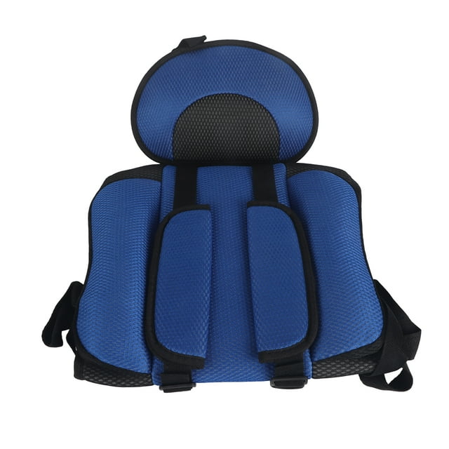 Asiento de coche portátil para bebé, ancho, grueso, estable, seguro, universal, para niños pequeños, color azul oscuro y negro