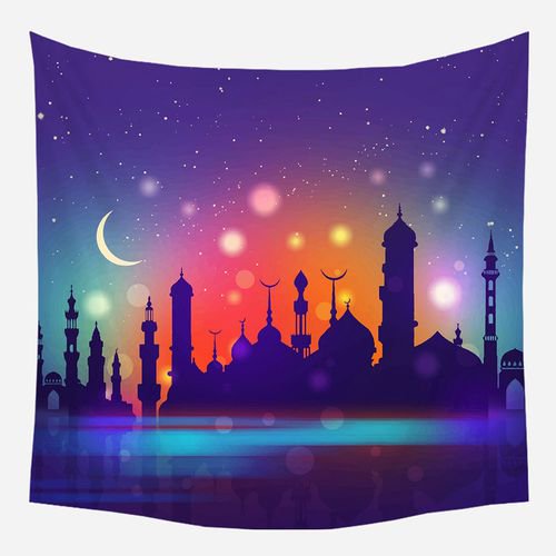 SHIYAO Eid Mubarak Decor Printed Background Wall Tapestry Hanging Cloth