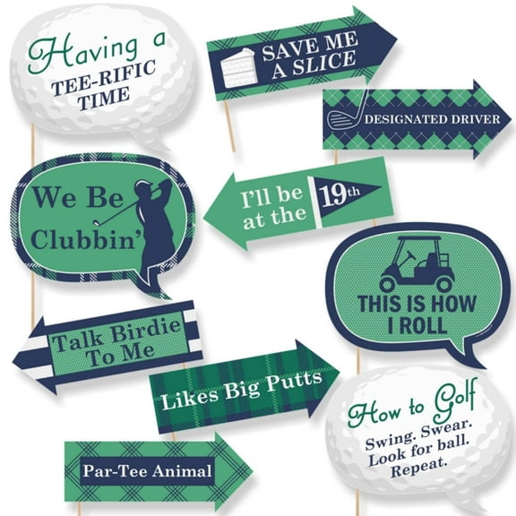 Big Dot of Happiness Funny Par-Tee Time - Golf - Party Photo Booth Props Kit - 10 Piece