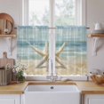 thumbnail image 2 of Boho Coastal Beach Kitchen Curtains, Vintage Ocean Wave Starfish Light Filtering Window Curtain Panels, 2Pcs Rod Pocket Window Treatments Set for Cabin Bathroom Bedroom 52x45 Inches, 2 of 9