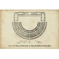 thumbnail image 2 of Unknown 24x17 Black Ornate Wood Framed with Double Matting Museum Art Print Titled - Plan for the Theatre of Marcellus, 2 of 4
