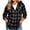 Coffee Plaid Hoodies, variant on jsaierl Womens Casual Plaid Hooded Shacket Flannel Drawstring Jacket Button Down Shirt Hoodie with Pocket