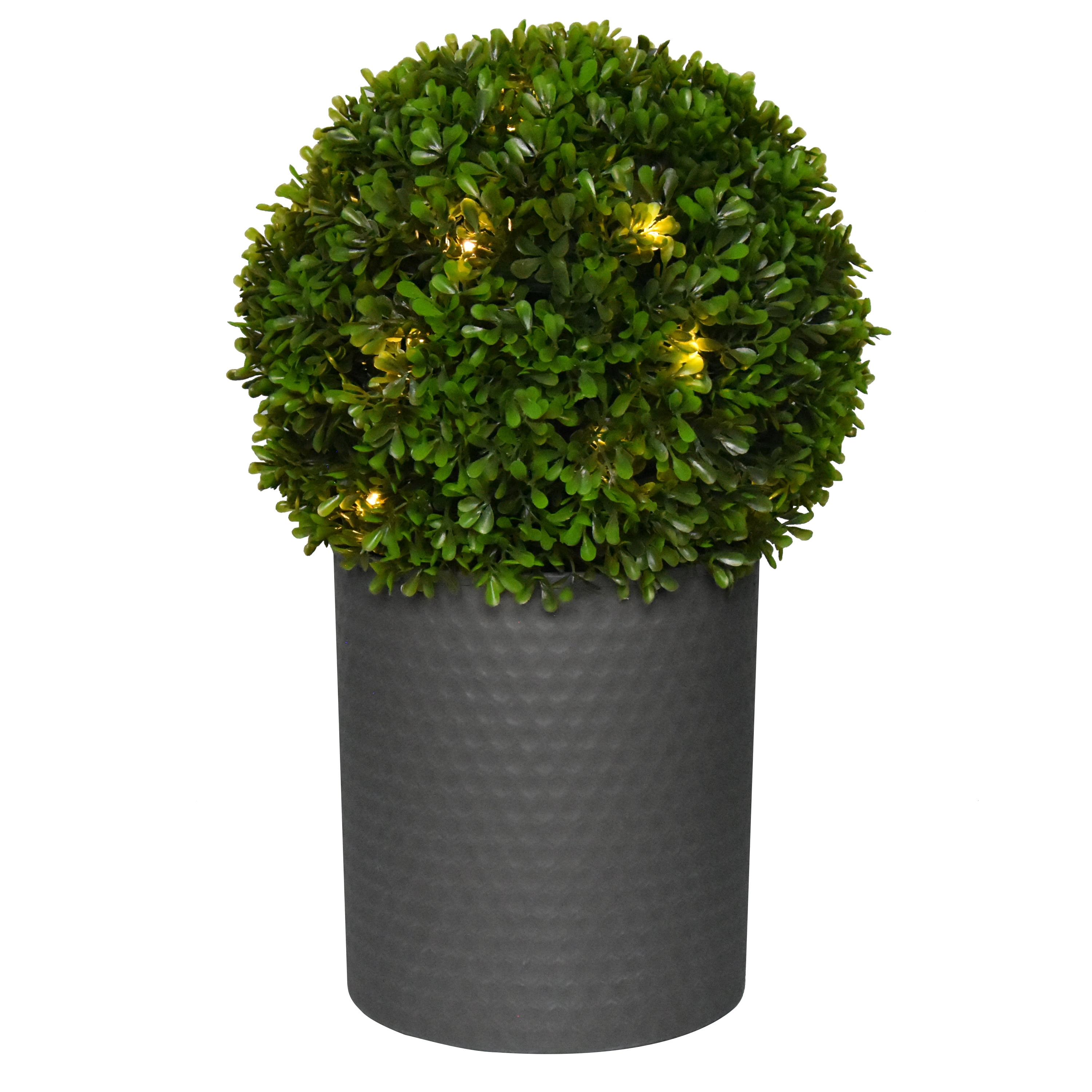 Better Homes & Gardens Topiary Outdoor Round Decor with Solar Powered Warm White LED Lights Murraya Exotic PE 11.5x11.5x17.9 inch