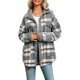 thumbnail image 1 of Chaqueta de Franela A Cuadros con Botones, Estilo Casual, Larga, con Bolsillos, Ideal para Otoño. Gris XXL, 1 of 8