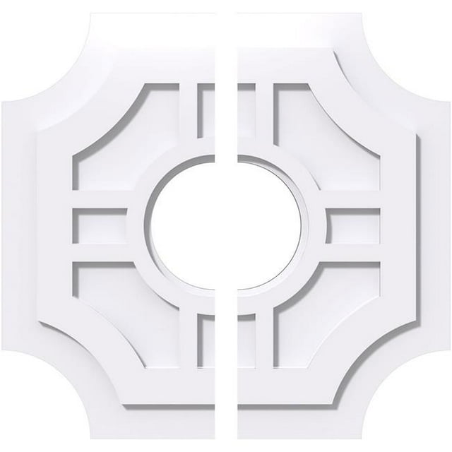 Ekena Millwork CMP20HS2-06000 20 in. OD x 6 in. ID Square Haus Architectural Grade PVC Contemporary Ceiling Medallion - 2 Piece