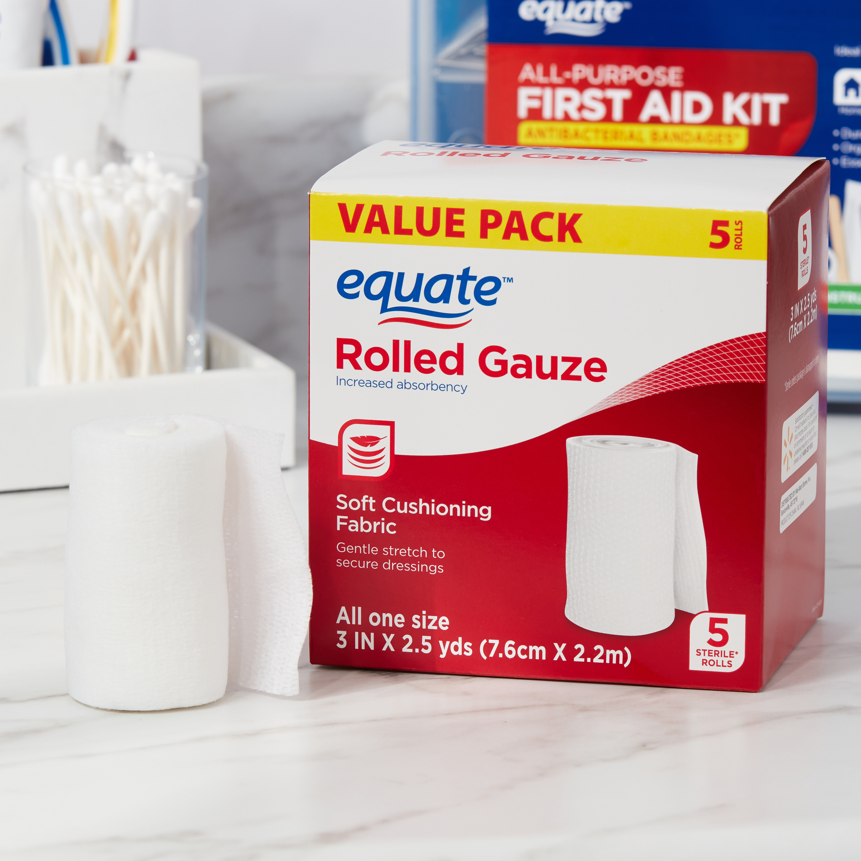 Equate Rolled Gauze, 3" x 2.5 yd, 5 Count - image 2 of 8