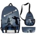 thumbnail image 1 of Juego de mochilas escolares con estampado 3D de conchas mortales para niños, 3 unidades, 1 of 1