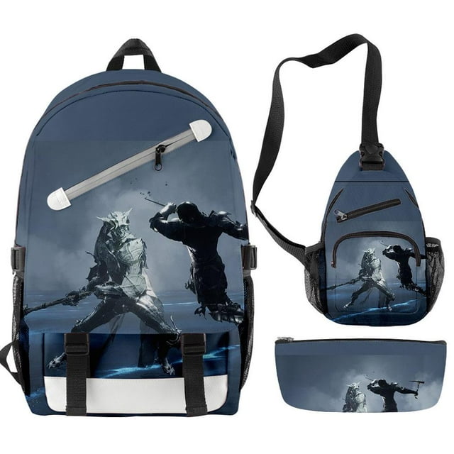 Juego de mochilas escolares con estampado 3D de conchas mortales para niños, 3 unidades