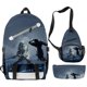 thumbnail image 1 of Juego de mochilas escolares con estampado 3D de conchas mortales para niños, 3 unidades, 1 of 1