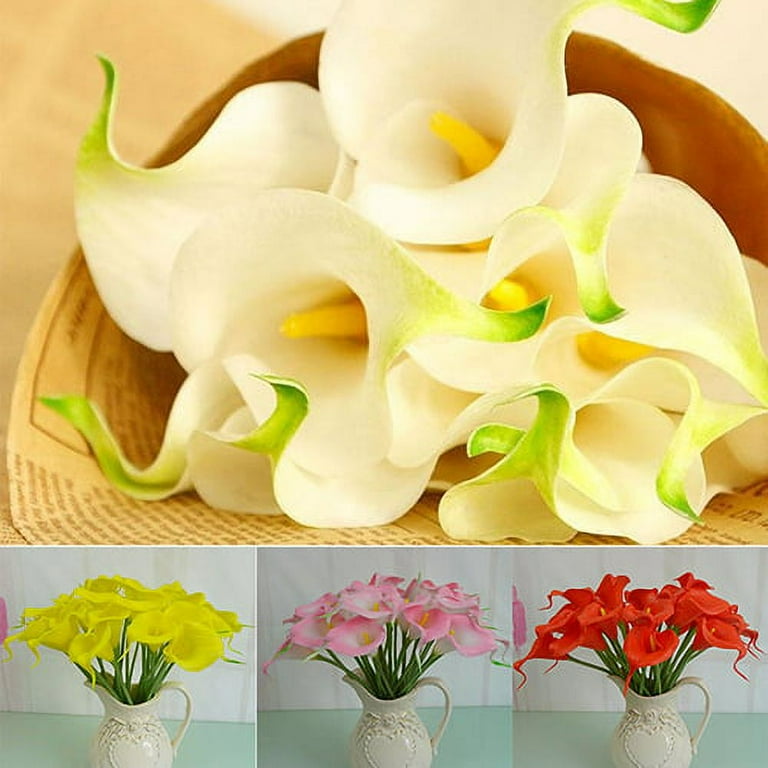 20pcs Real Touch Calla Lily Flowers – Light Pink Bridal Bouquet, Latex, 13.3 Inch