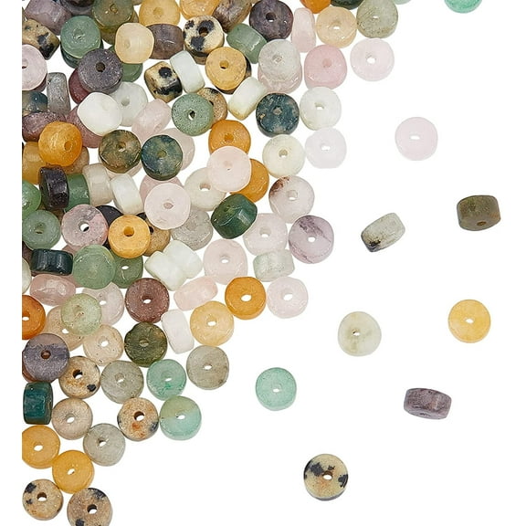 160Pcs Natural Heishi Stone Beads Disc Spacer Beads Flat Round Loose Stone Beads for Bracelet Earrings Necklace and Jewelry Making