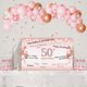thumbnail image 5 of Tarjeta de felicitación Yatufom jumbo 36 x 56 cm para 50.º cumpleaños, rosa dorado, 5 of 6