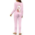 thumbnail image 3 of FOR U DESIGNS Strawberry Cow Women's Long Sleeve Drawstring Pajamas Set 2 Piece Size S Sleepwear Long Crew Neck Tops and Pants for Women Nightwear Jogger Loungewear, 3 of 6