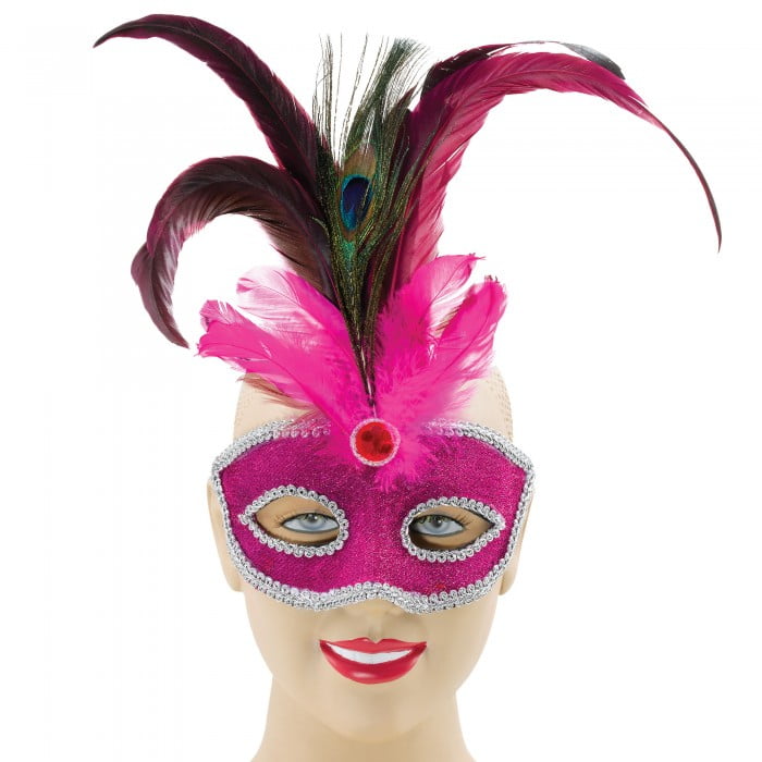 Rose Masque Yeux Avec Plumes Las Vegas Spectacle Fille Bal masqué Déguisements 