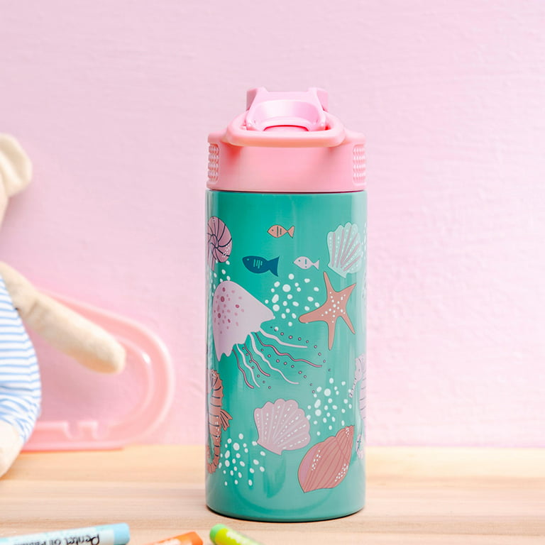 1pc kids Stainless Steel Double Wall Water Bottles, Vacuum Insulated Bottle  With Straw Lid, Insulated Water Bottle Keeps Water Cold for  school,Leak-Proof and Scald-Proof with Cute Designf for Girls & Boys