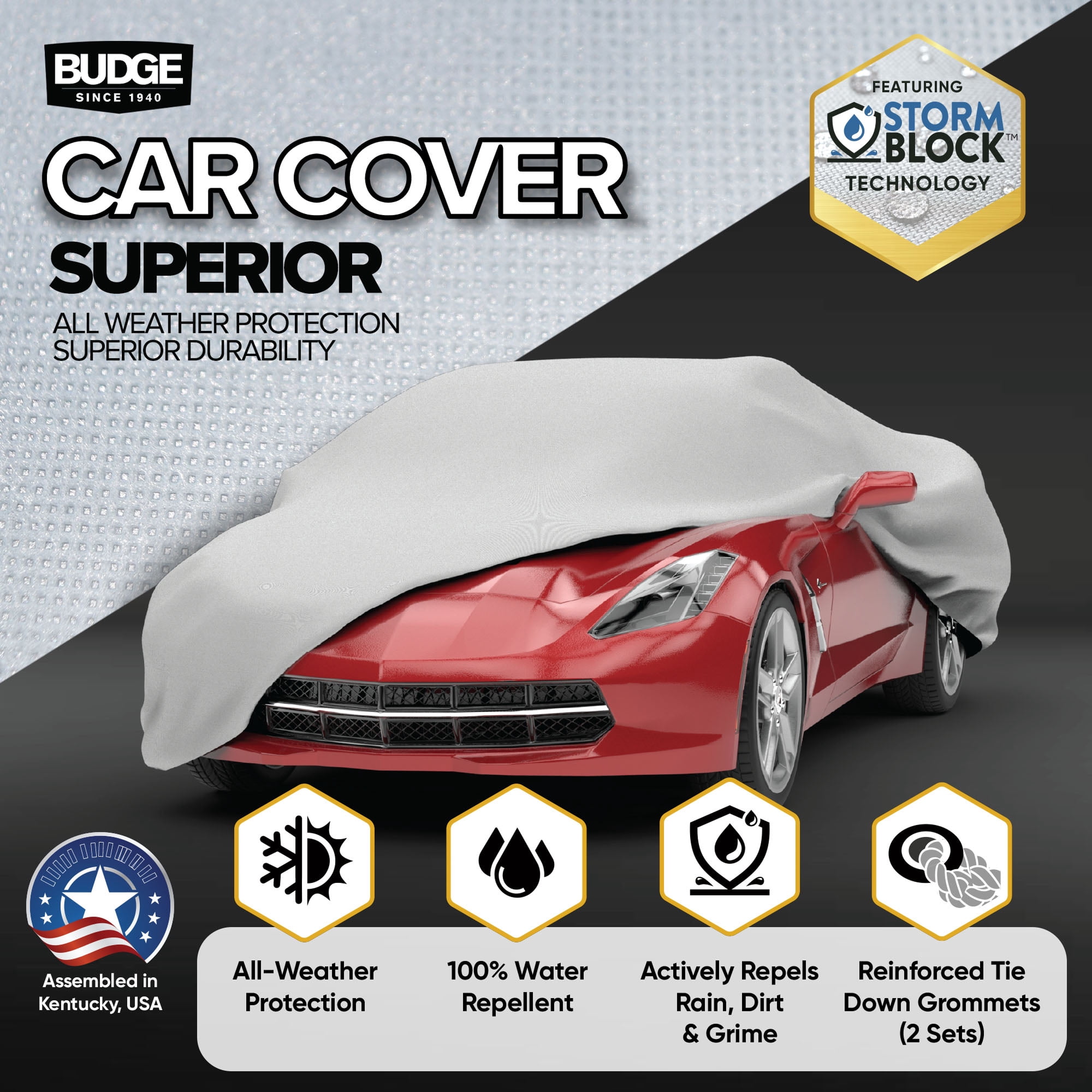 (2 pack) Budge Superior StormBlock™ Car Cover, Waterproof All Weather Outdoor Car Protection, Size 3 for Mid-Size Vehicles