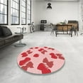 thumbnail image 3 of Ahgly Company Indoor Round Patterned Deep Rose Pink Area Rugs, 7' Round, 3 of 6