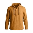thumbnail image 5 of YABCSAZ Men's 2 Piece Cotton Linen Sets Casual Long Sleeve Button Hoodie and Loose Pants Set Beach Vacation Outfits Casual Lightweight Lounge Sets, 5 of 7