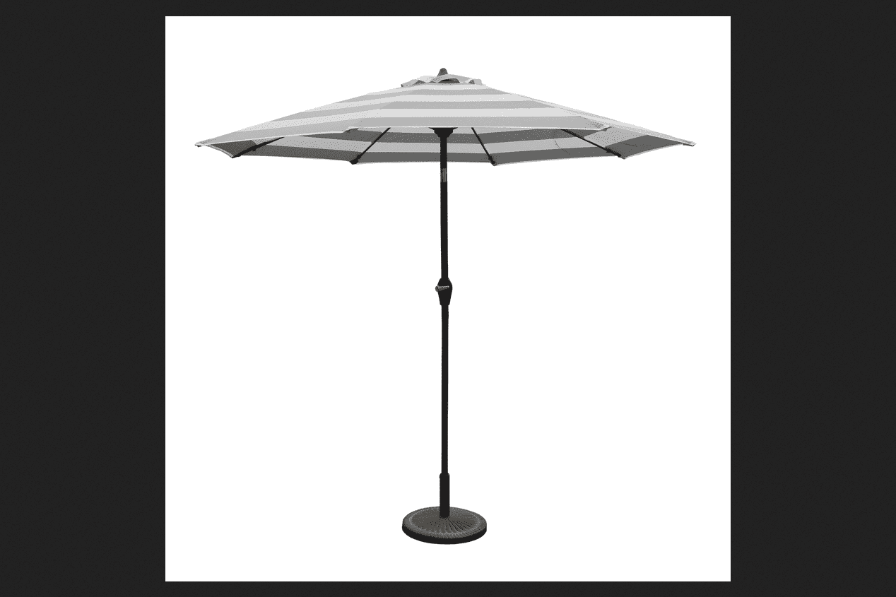 Living Accents MARKET 9 ft. Tiltable Gray Stripe Market Umbrella