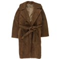 thumbnail image 1 of Helmut Lang Abrigo de piel de oveja con cinturón para mujer, marrón, pequeño, 1 of 2