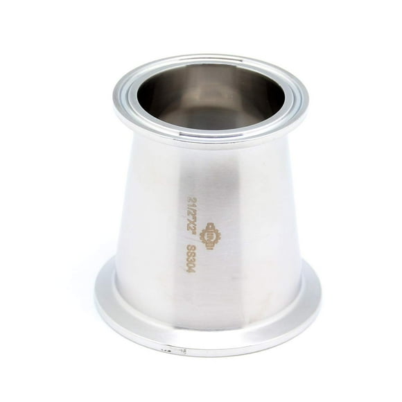QiiMii Sanitary Tri clamp Concentric Reducer Tri Clamp Clover Fittings Stainless Steel 304 Reducer (Size: 2.5 Inch x 2 Inch)