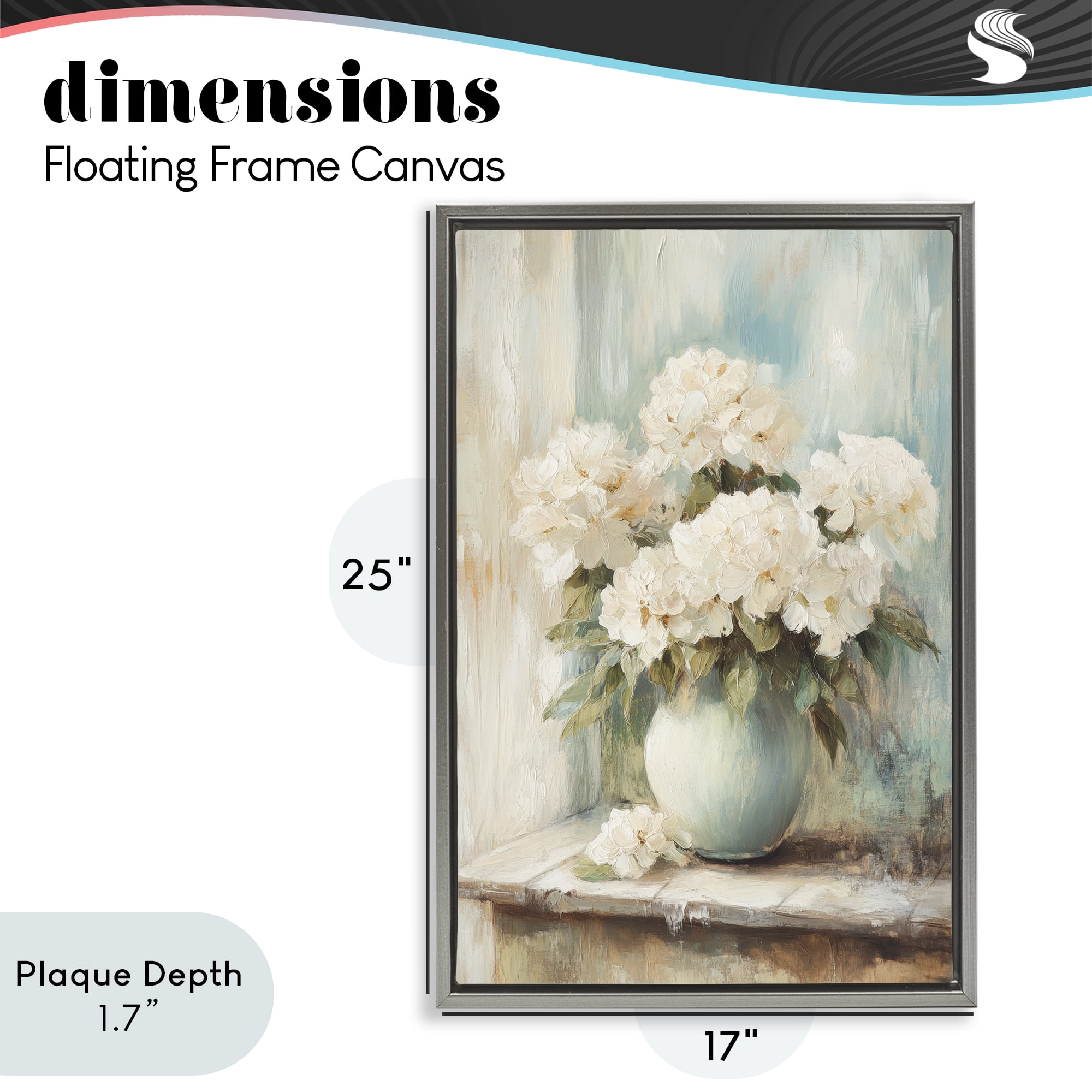 Stupell Industries Mantle Arrangement of Soft Blossoms Gray Framed Floater Canvas Wall Art, design by Petal Prints Design