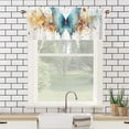thumbnail image 3 of Watercolor Butterfly Floral Curtain Valances for Kitchen Windows Blue Flowers Dreamy Theme Rod Pocket Window Valance for Living Room Bathroom Bedroom Kitchen 54 by 18 in, 1 Panel, 3 of 6