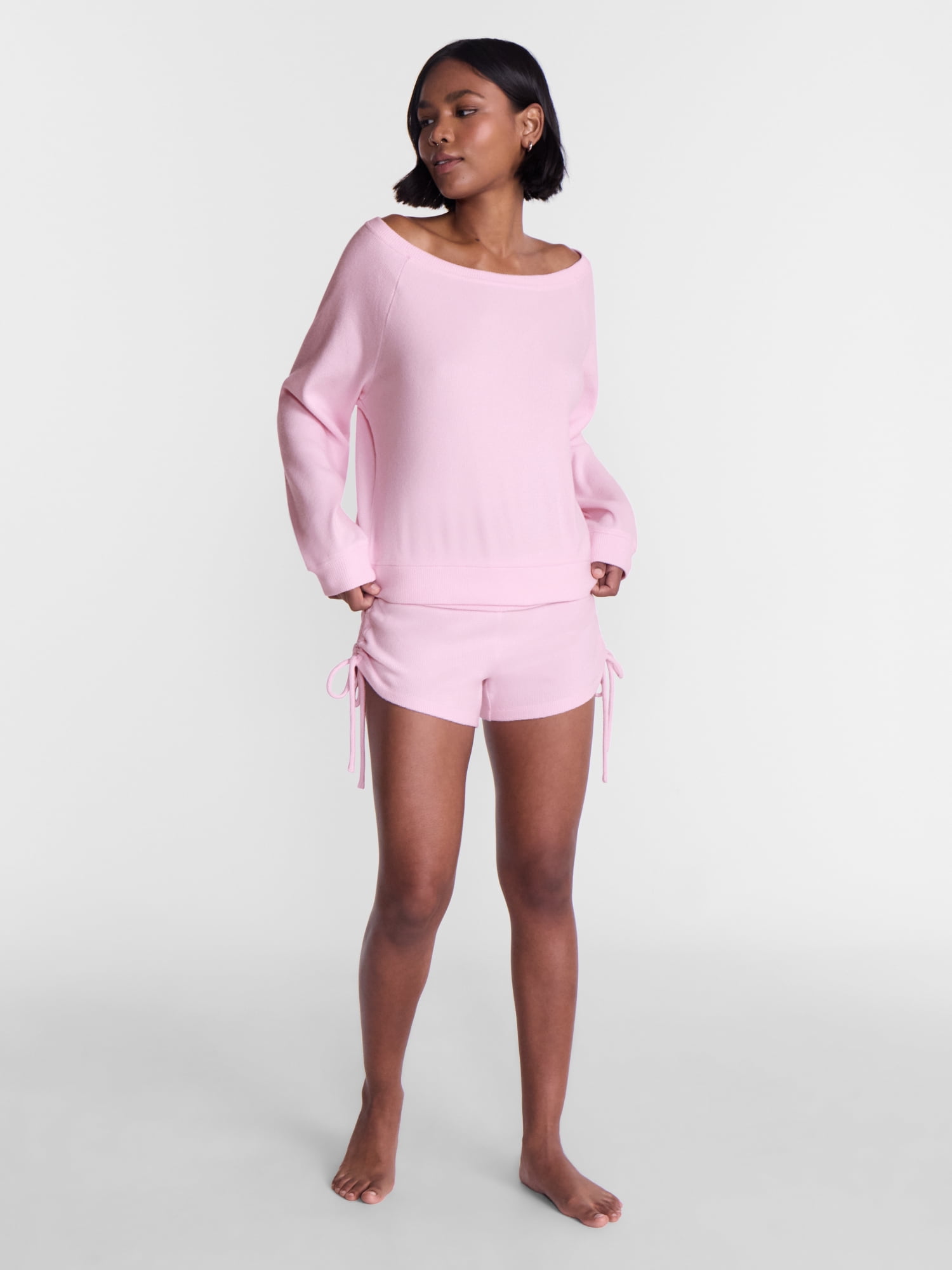 No Boundaries Waffle Knit Sleep Top, Women’s and Women’s Plus XS-2X
