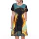 thumbnail image 1 of Balery Golden Cloud Winged Dog Vestidos sueltos de manga corta para mujer, vestidos de verano 2025, vestidos casuales de corte A con vuelo., 1 of 6