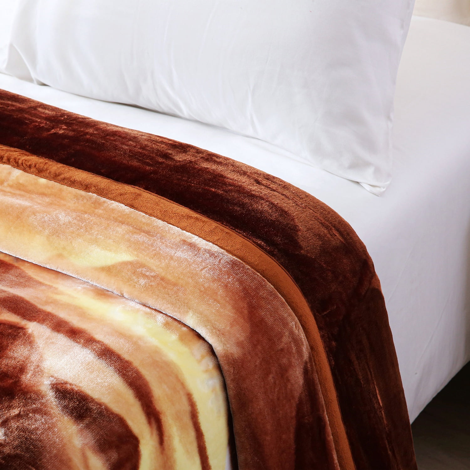 10lbs Heavy Thick A&B Pattern Blanket 2Ply Reversible - Thick Warm Plush Korean Style Bed Blanket, King Size Fleece Plush Blanket, Soft Winter Blanket For Adult 87" x 95", Tiger & Horse