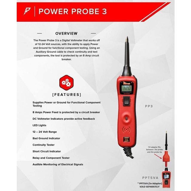 Power Probe III PP3CSRED Clamshell Red Car Automotive Diagnostic Test Tool New 
