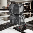thumbnail image 2 of Demi Bonn 41" Double Pet Stroller Dog Cat Cage Jogger Stroller, 4-in-1 Travel Foldable Carrier Puppy Stroller with Detachable Carriers and Travel Carriage, Black, 2 of 7