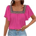 thumbnail image 2 of Pincandy Cotton Linen Tops for Women Summer Casual 3/4 Sleeve T Shirts Lightweight Ethnic Style Embroidery Blouses Tees, 2 of 7