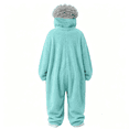 thumbnail image 3 of Monster Onesie with Comb Prop, Funny Cartoon Plush Fleece Long Sleeve Jumpsuit with 4D Big Mouth Hood for Boys & Girls Cosplay Sleepwear, 3 of 4
