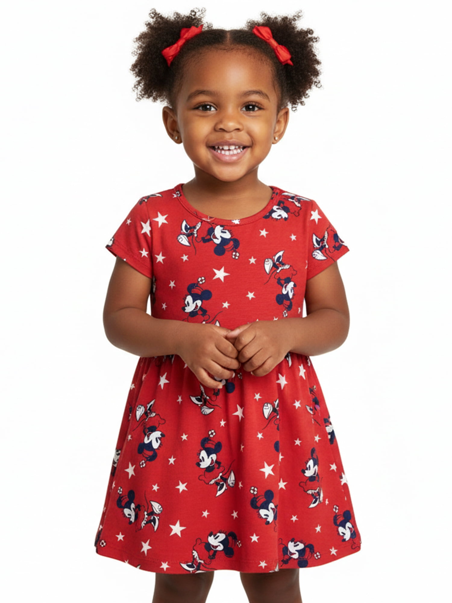Disney Toddler Girls Starry Minnie Dress with Short Sleeves, Sizes 12M-5T