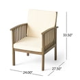 thumbnail image 6 of JERFIT Outdoor Acacia Wood Club Chairs Set of 2, Waterproof Patio Lounge Seating with Gray Wood Frame and Cream Cushions for Garden, Poolside, 6 of 10