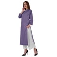 thumbnail image 3 of Bimba Kurta Droite Unie pour Femmes, Col Mandarin avec Encolure Plissée, Coton, Ethnique Indienne, 3 of 7
