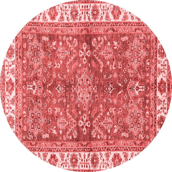 Ahgly Company Machine Washable Indoor Round Oriental Red Traditional Area Rugs, 3' Round